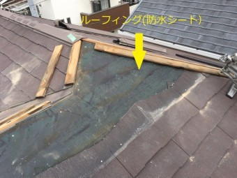 ルーフィングで雨漏れを防いでいる