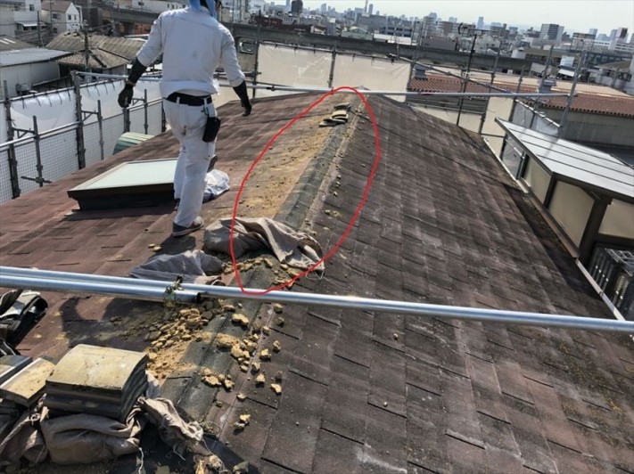八尾市 屋根 棟解体