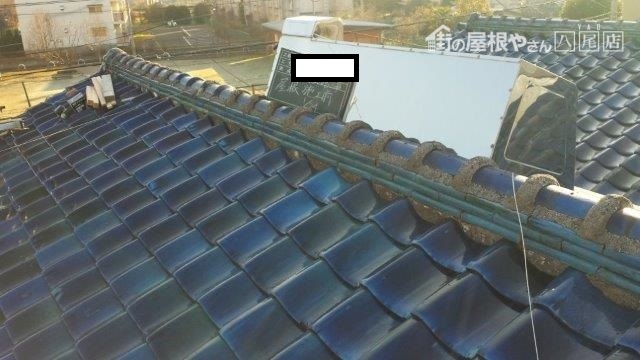 八尾市瓦屋根撤去前
