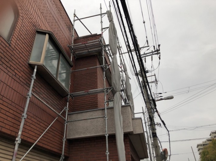 八尾市 屋根工事 足場