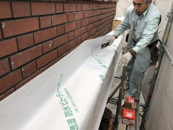 八尾市 防水紙施工