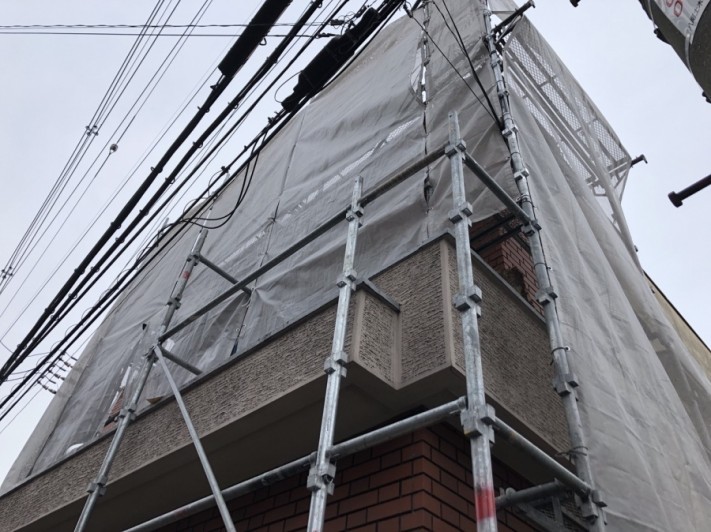 八尾市 足場設置 解体開始