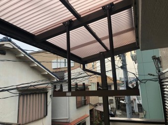 波板復旧物干し掛け取付