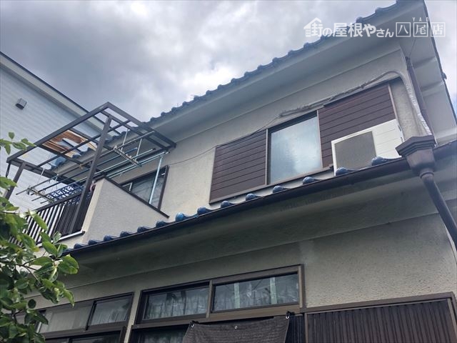 台風被害に遭った建物全体