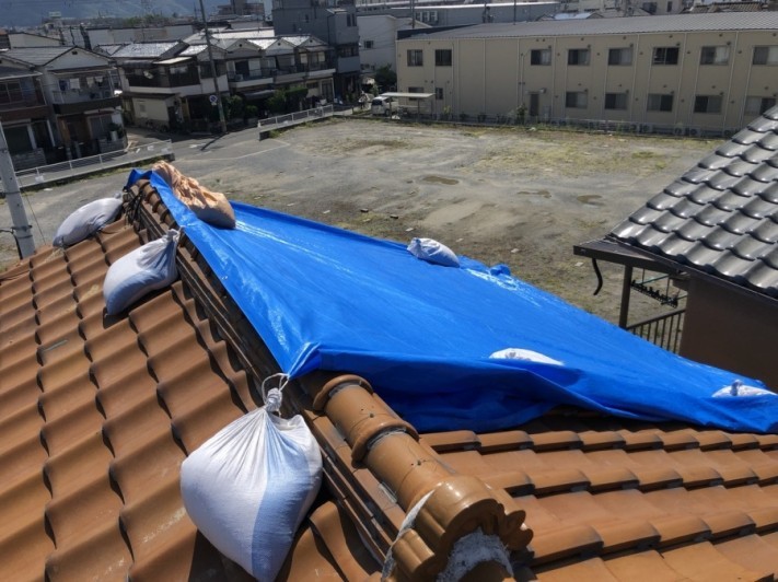 八尾市 台風後の応急処置