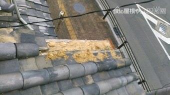 瓦がずれていた