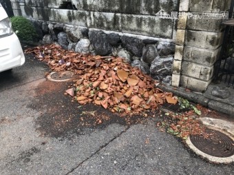 八尾 瓦が落ちた