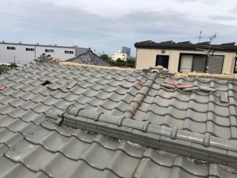 八尾市 瓦が台風で飛んだ