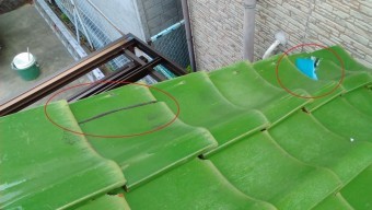 八尾市で瓦にヒビ