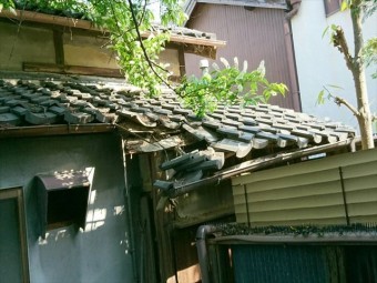 下屋瓦落下部分