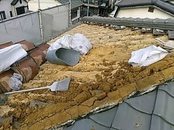 瓦をめくっています