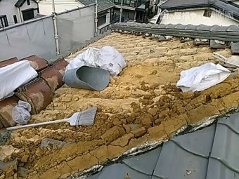 瓦をめくっています