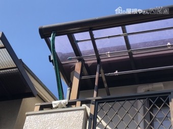 テラスの樋破損
