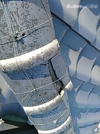 八尾市 棟瓦が割れる