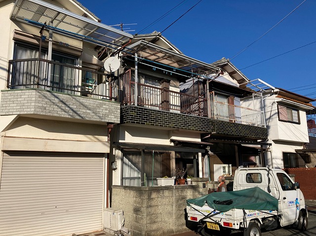 八尾市で中古住宅購入からそのままの外壁塗装の相談、現場調査