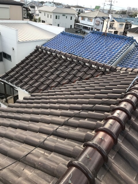 棟瓦周辺の屋根全体