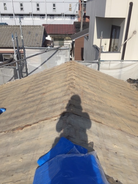 葺き土撤去後の屋根下地